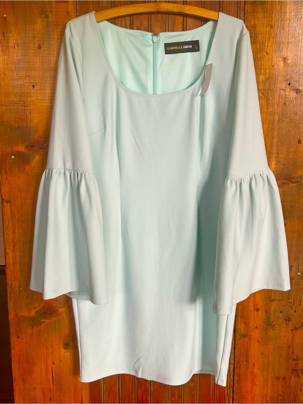 Gabrielle Union Women’s Mint Green Bell-Sleeve Dress Size Large